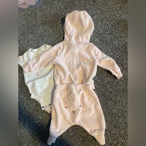 Pink lamb Hoodie and Onesie Set